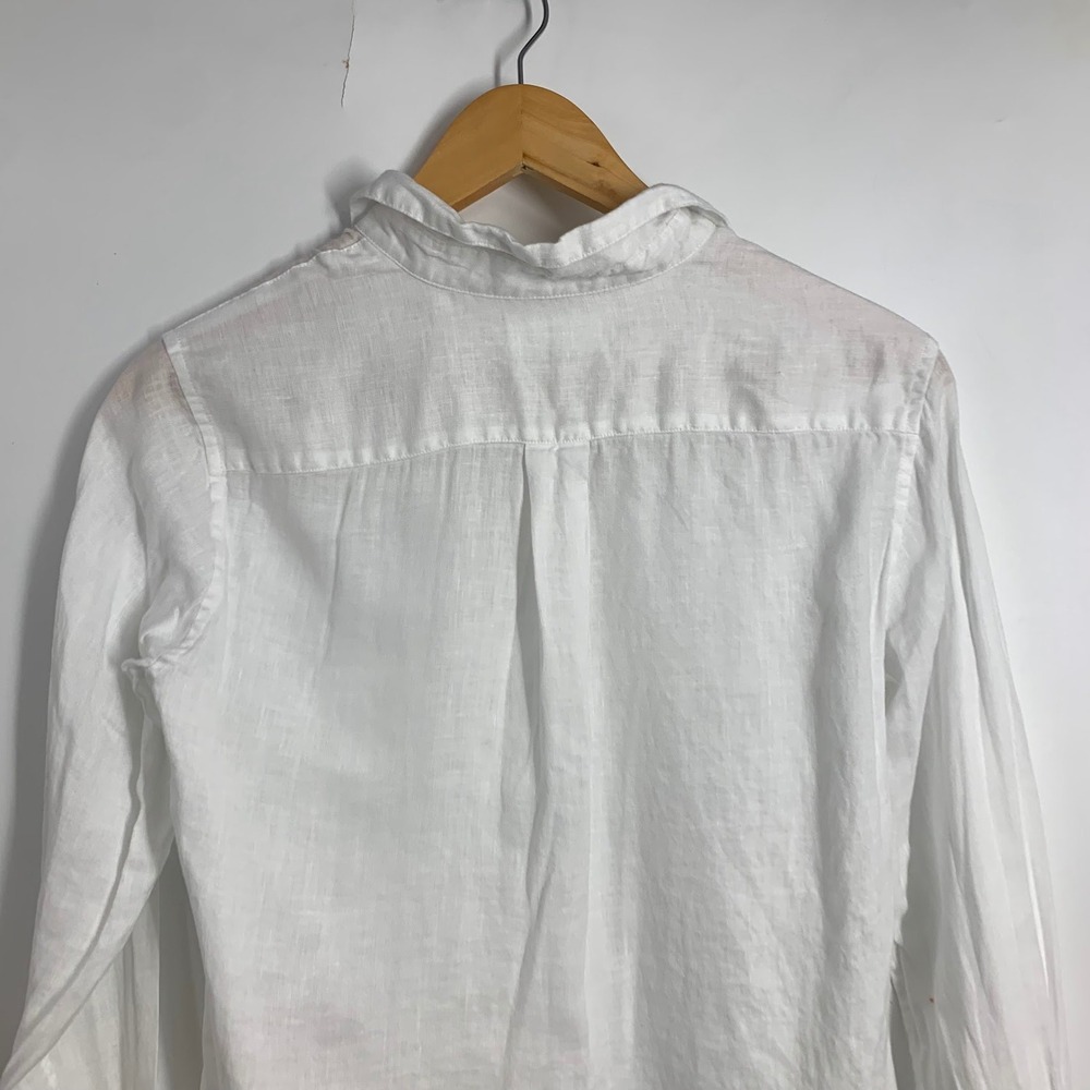Uniqlo Premium Linen Shirt Womens XS White Long Sleeve Button Down Blouse - Picture 4 of 14